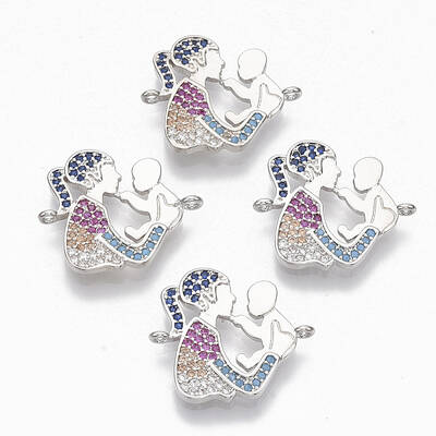 Brass Micro Pave Cubic Zirconia Links connectors