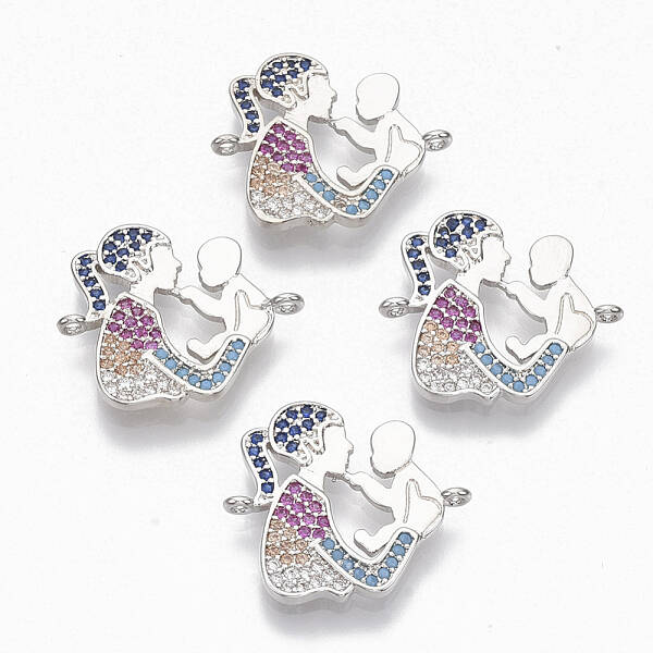 Brass Micro Pave Cubic Zirconia Links connectors