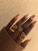 Heart & Letter Design Cuff Ring, Adjustable Open Ring, Princess Rings, Adjustable Opening Stackable Ring Gift for Women & Gir...