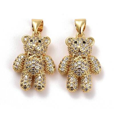Brass Micro Pave Clear Cubic Zirconia Pendants