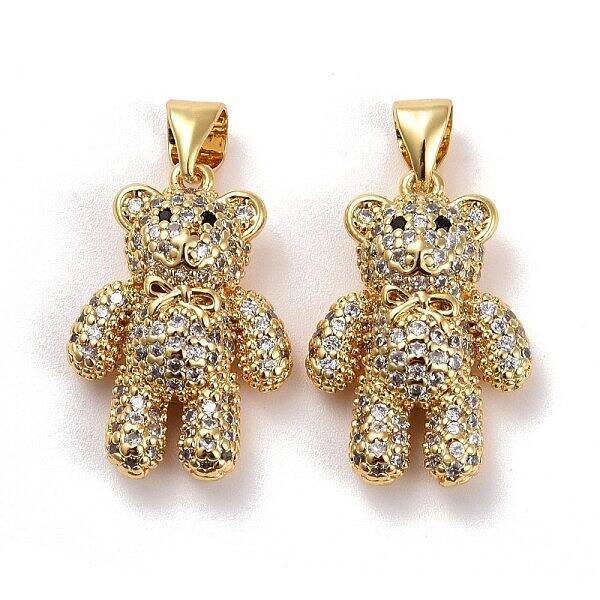 Brass Micro Pave Clear Cubic Zirconia Pendants