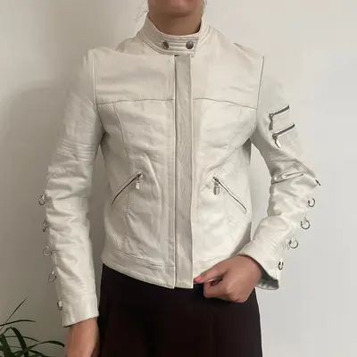 Please Leather Jacket - Medium White Leather