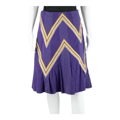 KAREN MILLEN Knee Length Flare Skirt Purple Striped Womens UK 10