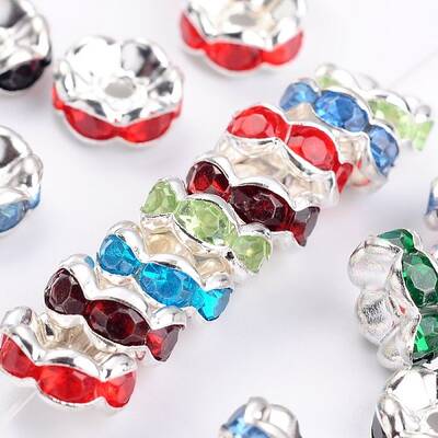 Brass Acrylic Rhinestone Spacer Beads