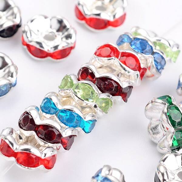 Brass Acrylic Rhinestone Spacer Beads