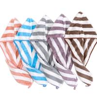 Hair Towel Wrap Microfiber strips & solid colors Soft Pack Absorbent drying turbans curly hair well secure easy to use Lightw...