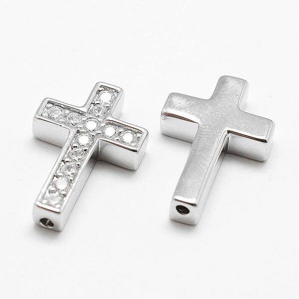 Brass Micro Pave Grade AAA Cubic Zirconia Beads