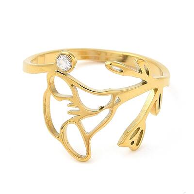 304 Stainless Steel with  Cubic Zirconia Adjustable Rings