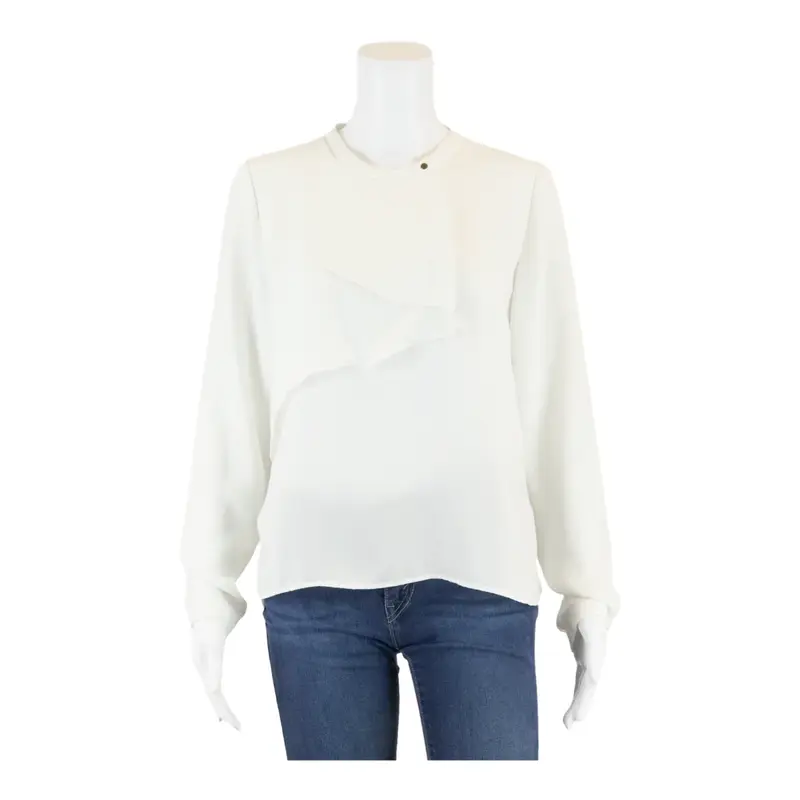 ZARA BASIC Frills White Basic Blouse M