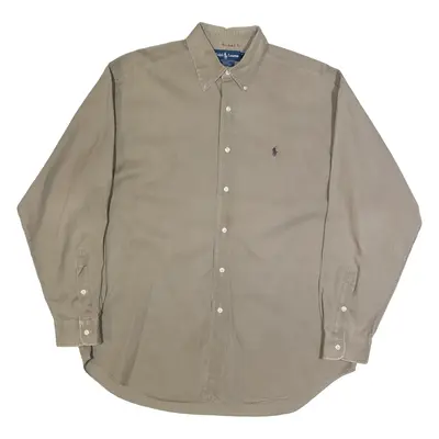 RALPH LAUREN Mens Plain Shirt Brown 90s Long Sleeve L