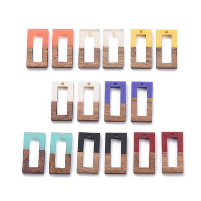8 Colors Resin & Walnut Wood Pendants