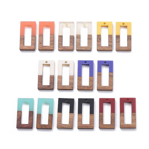 8 Colors Resin & Walnut Wood Pendants