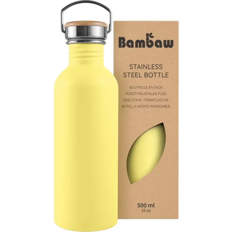 Bambaw Stainless Steel Water Bottle 500 ml Yellow Beam