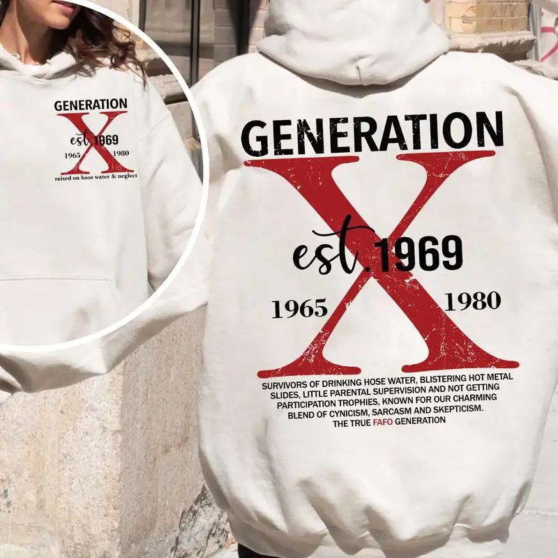 Custom Year Generation X Skull Hoodie New Version, FAFO Generation, Raised on Hose Water and Neglect, 100% Cotton, Two-Sided ...