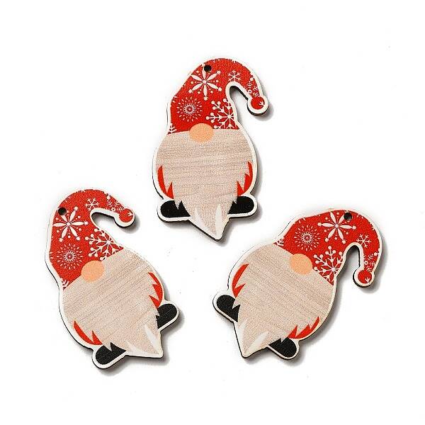 Christmas Single Face Printed Wood Big Pendants
