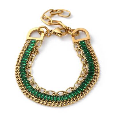 Golden 304 Stainless Steel Triple Layer Multi-strand Bracelets