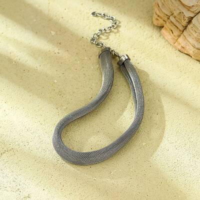304 Stainless Steel Mesh Chain Choker Necklaces for Women