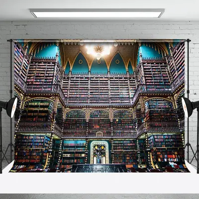 Retro Luxury Library Architecture Backdrop For Photo - Aperturee