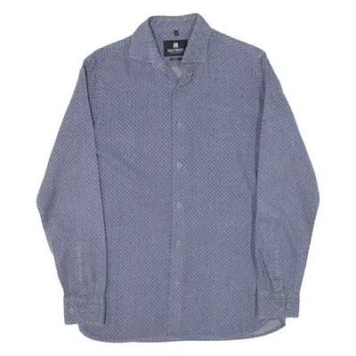 NAVYBOOT Slim Fit Mens Shirt Blue Diamond Long Sleeve S