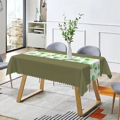 Bamboo Green Leaves Branch Spring Dining Tablecloth - Aperturee