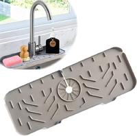 Silicone Sink Mat - 3-in-1 Faucet Drip Catcher & Sponge Holder | Non-Slip Splash Guard Drying Tray for Kitchen Counter & Bath...