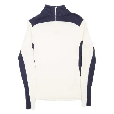 TOMMY HILFIGER Mens Jumper Cream 1/4 Zip Tight Knit M