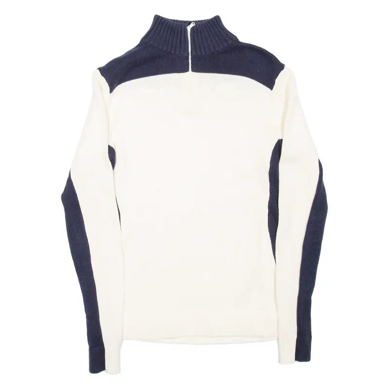 TOMMY HILFIGER Mens Jumper Cream 1/4 Zip Tight Knit M
