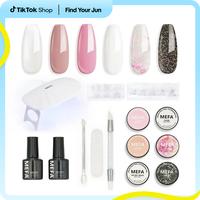 MEFA Polygel Nail Kit 6 Colors with UV Light & Bear Bow Decor! French Manicure Set, Beginner-Friendly, Long Lasting DIY Salon...