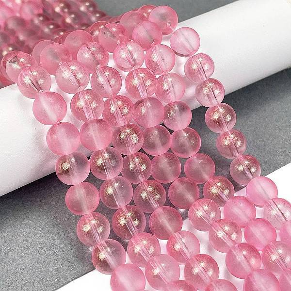 Frosted Transparent Glass Bead Strands