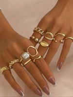 Women's Elegant Minimalist Ring Set, Trendy Exquisite Promise Ring, Fashionable All-match Vintage Jewelry As Birthday Gift fo...