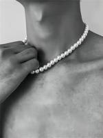 Faux Pearl Beaded Necklace For Men, Elegant Matching Jewelry For Party, Daily Clothing Decor For Girl