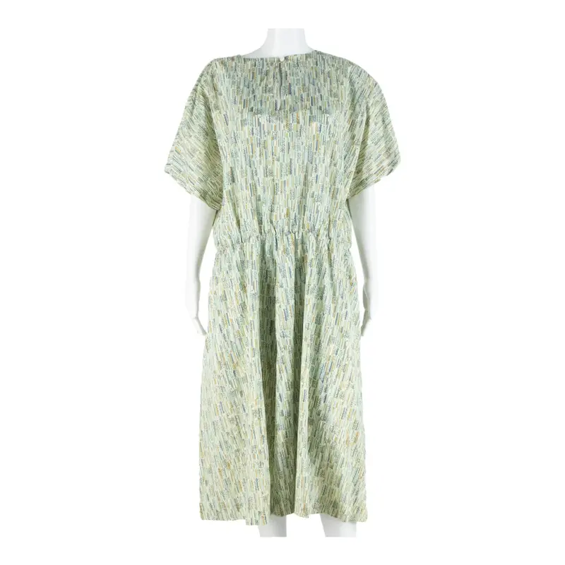 Womens Day Dress Green Crazy Pattern Short Sleeve Knee Length XL