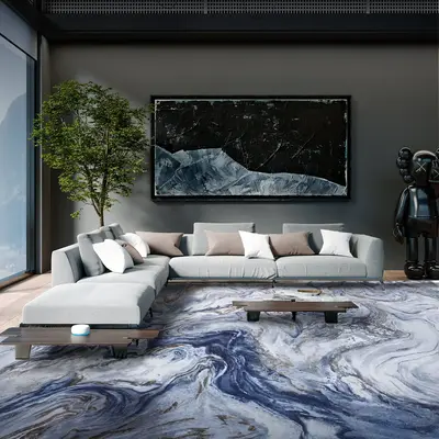 MontVoo Marble Washable Area Rug, Modern Abstract Design, Non-Slip & Easy Cleaning, Ideal for Living Room, Bedroom, Office & ...