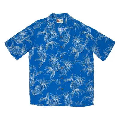 THE HAWAIIAN ORIGINAL Mens Hawaiian Shirt Blue Floral M