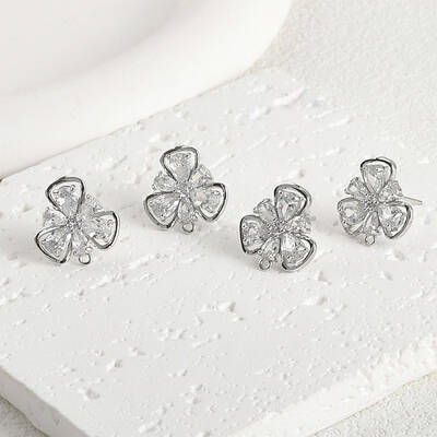 Brass Micro Pave Cubic Zirconia Stud Earring Findings