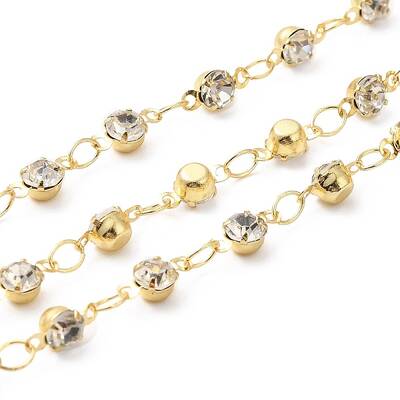 Handmade Brass Glass Rhinestone Beaded Chains