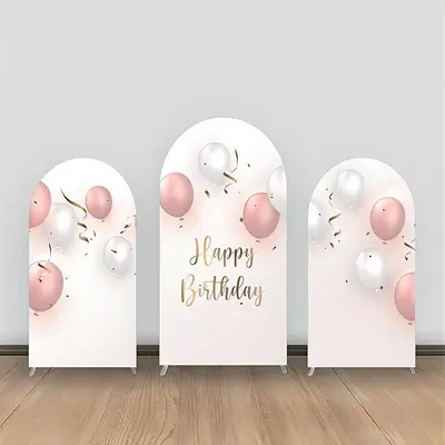 White Pink Silver Balloon Birthday Arch Backdrop Kit - Aperturee
