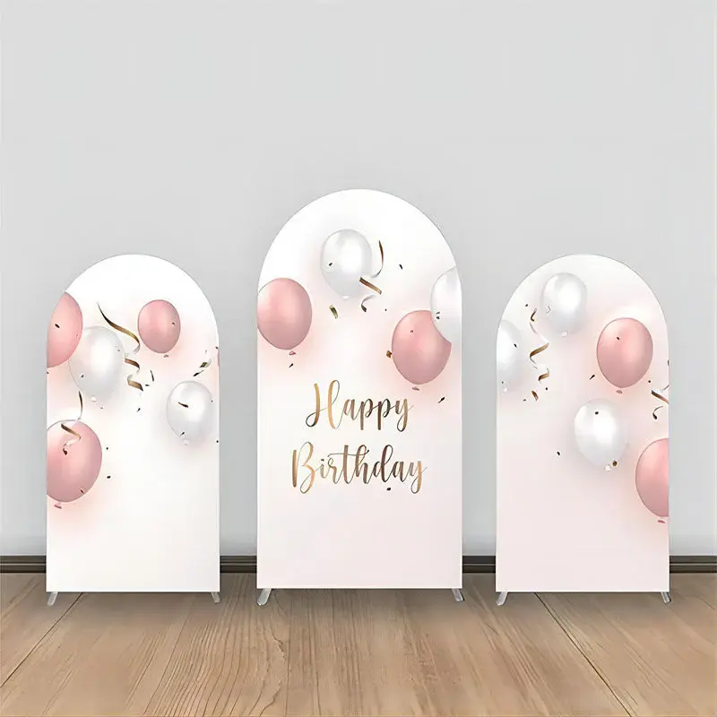 White Pink Silver Balloon Birthday Arch Backdrop Kit - Aperturee