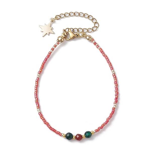 Dyed Natural Agate & Glass Seed Beaded Bracelets