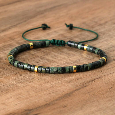 Natural Rhyolite Jasper Beaded Braided Bracelets