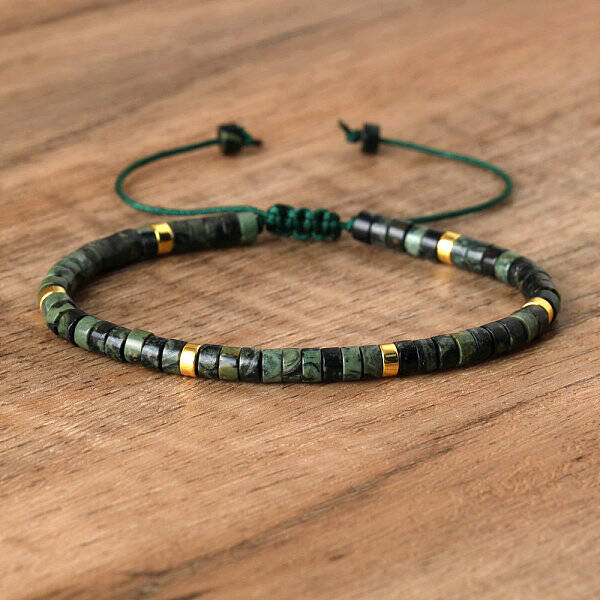 Natural Rhyolite Jasper Beaded Braided Bracelets