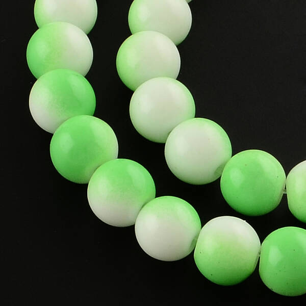 Two-Color Baking Painted Glass Bead Strands