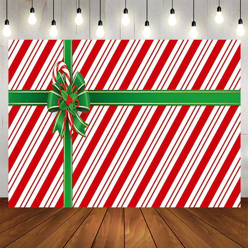 Red White Diagonal Stripe Gift Christmas Backdrop - Aperturee
