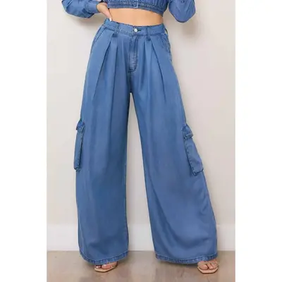 Lidia Tencel Wide Cargo Pants
