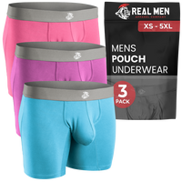 Modal Pouch Boxer Brief Underwear 7 inch Inseam Light Red Violet Sky Blue Fabric Man Menswear Big Day Long Pocket Set Silk Sm...