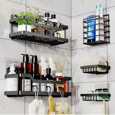 3/5 Pack Shower Organizer , Adhesive Shower Caddy with No Drilling, Large Capacity, Rustproof Stainless Steel for Bathroom Or...
