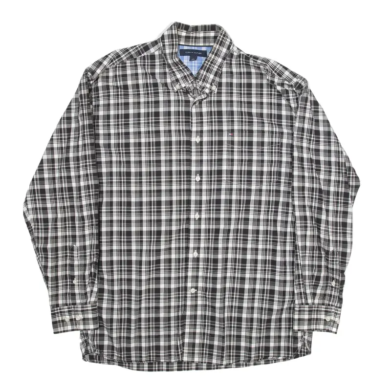 TOMMY HILFIGER Shirt Black Check Long Sleeve Mens L