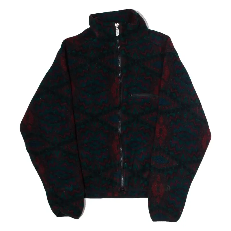 THE NORTH FACE Womens Fleece Jacket Green Crazy Pattern S