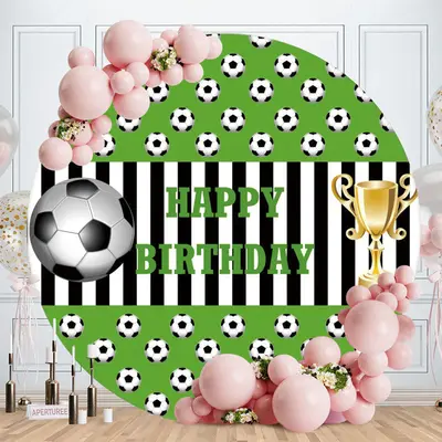 Aperturee Football Champions League Round Happy Birthday Backdrop