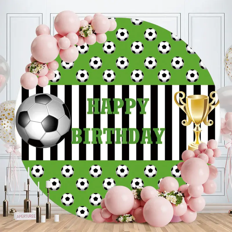 Aperturee Football Champions League Round Happy Birthday Backdrop